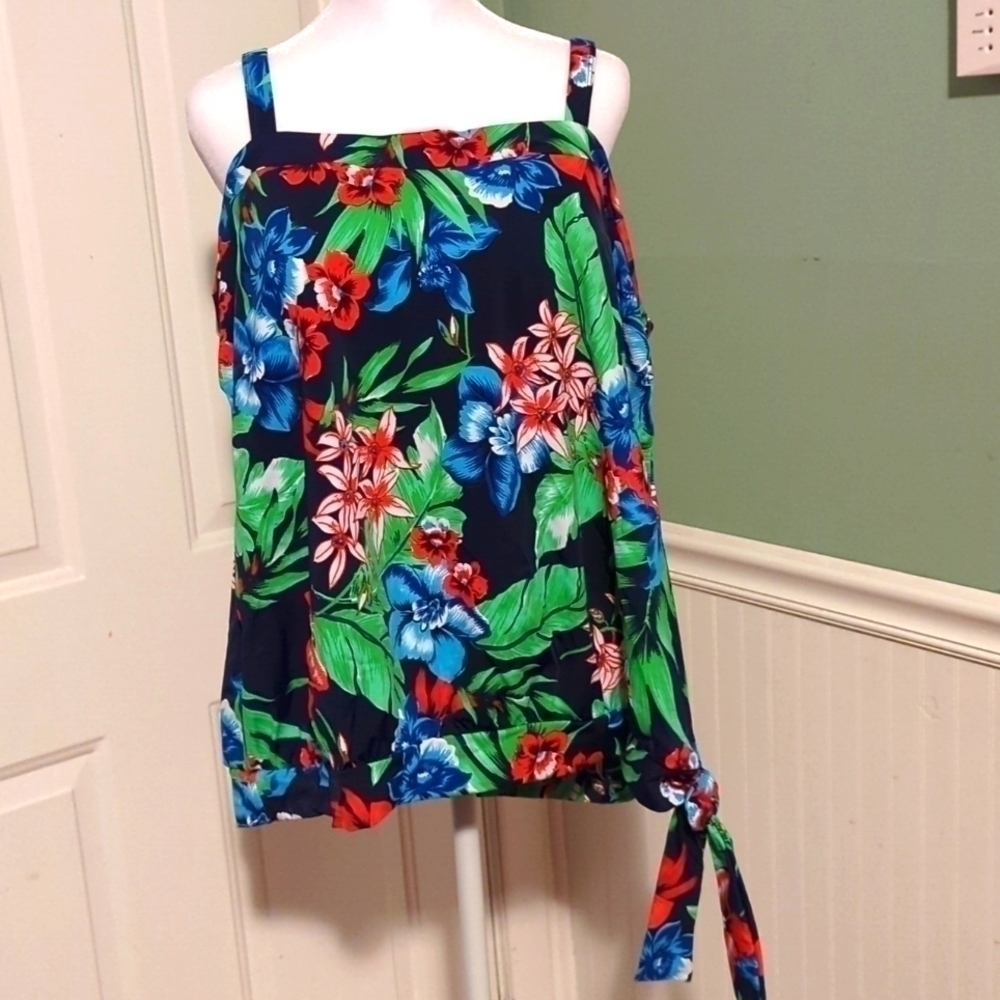 Swim 365 Tropical Bathing Suit Top Adjustable Straps 20W